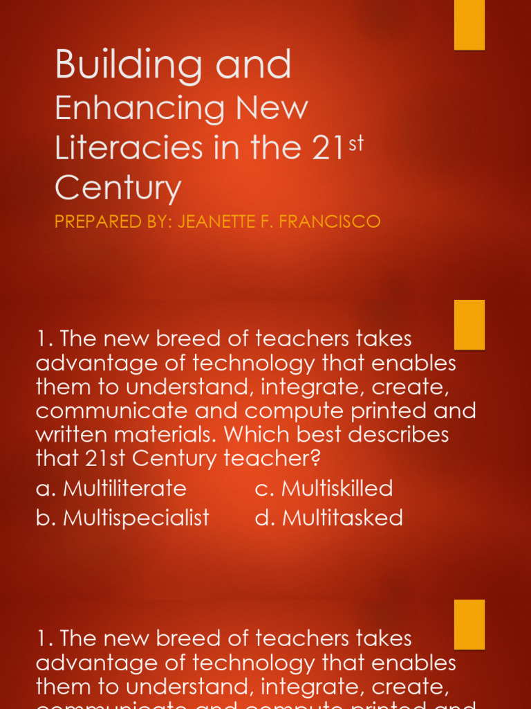 21st Century Teacher Skills and Literacies | PDF | Learning | Literacy