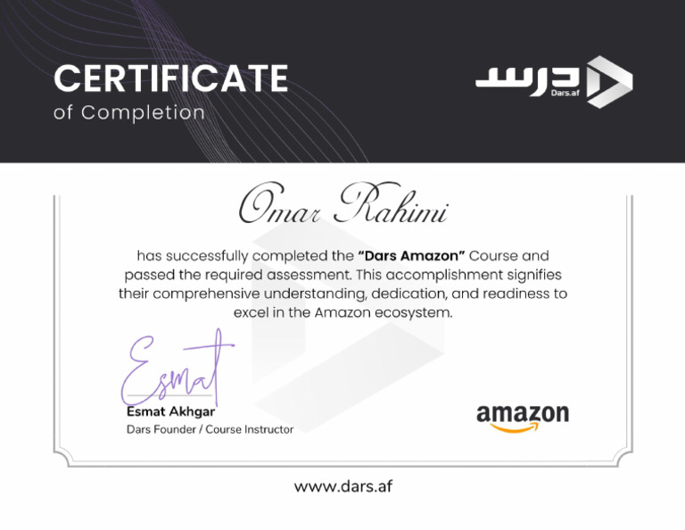 Omarrahimi Dars Amazon Assessment Dars Amazon Certification Dars - Af | PDF