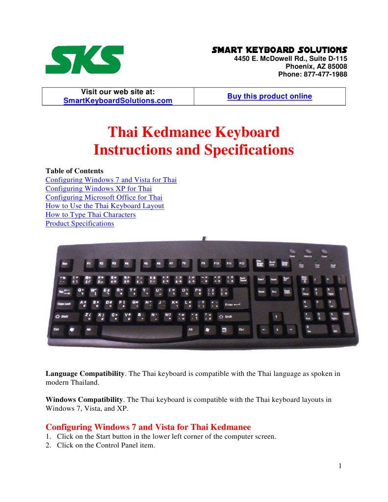 Thai Keyboard Guide PDF Computer Keyboard Button