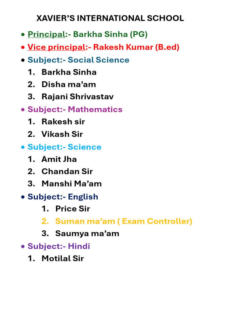 Xavier's Teachers Group | PDF