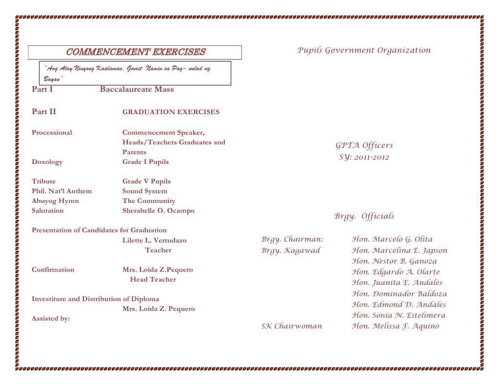 Commencement Exercises: Baccalaureate Mass | PDF | Foreign Language ...