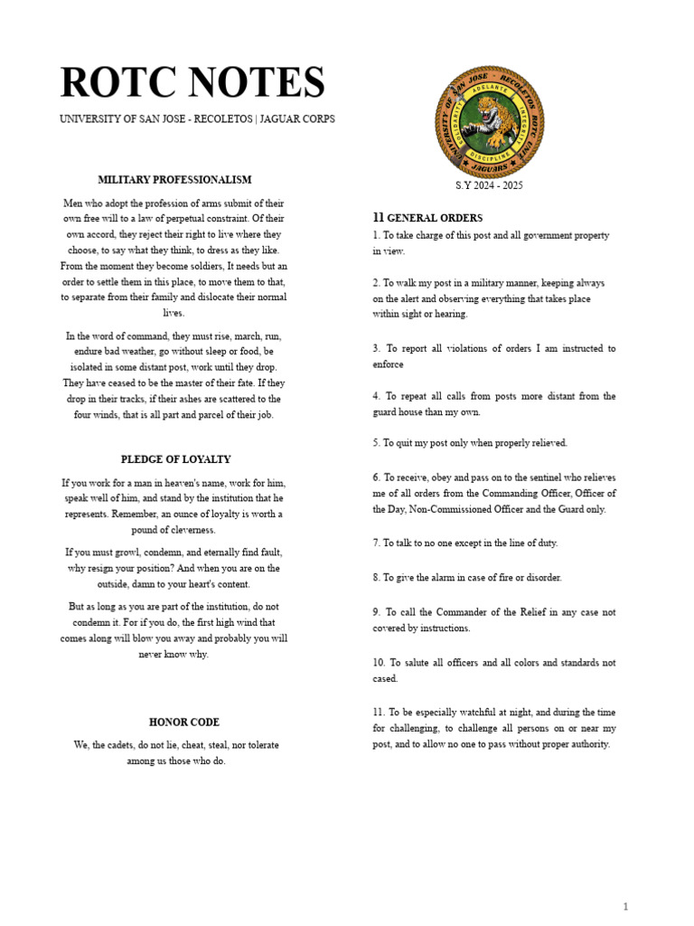 ROTC Military Professionalism Guide | PDF | Identity (Social Science ...