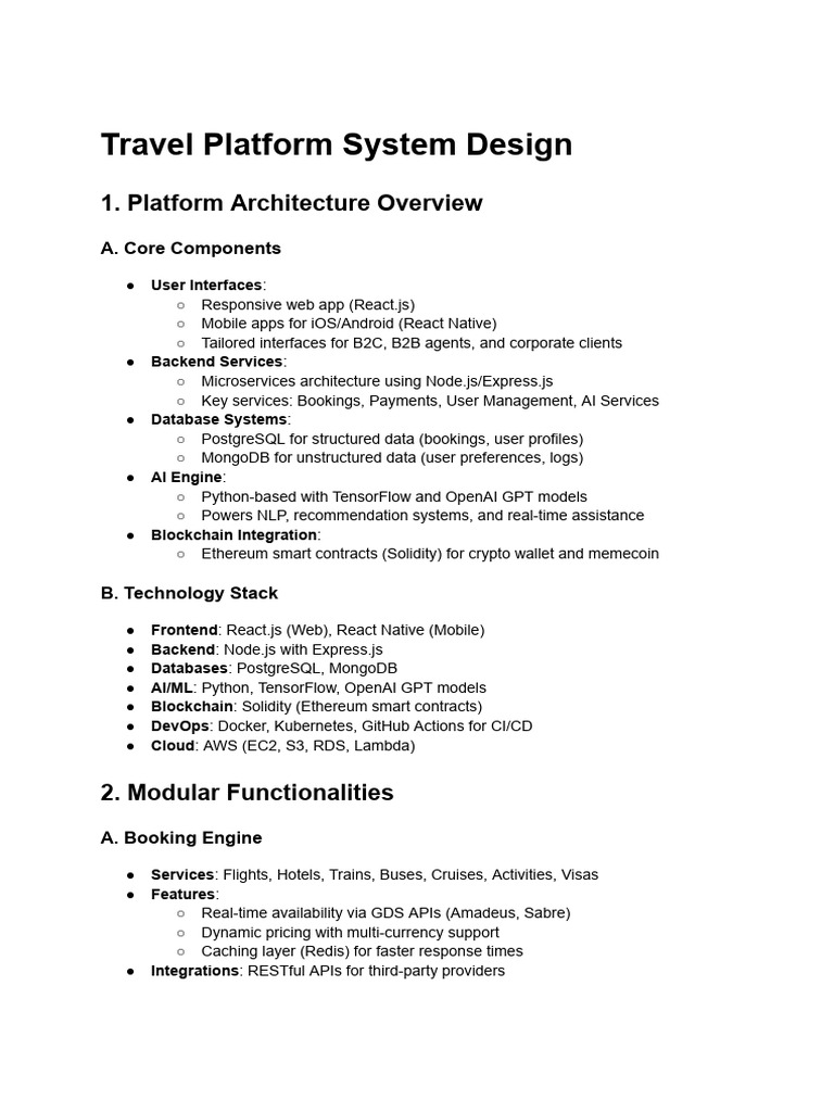 Travel Platform System Design Overview | PDF | Mobile App | Information ...