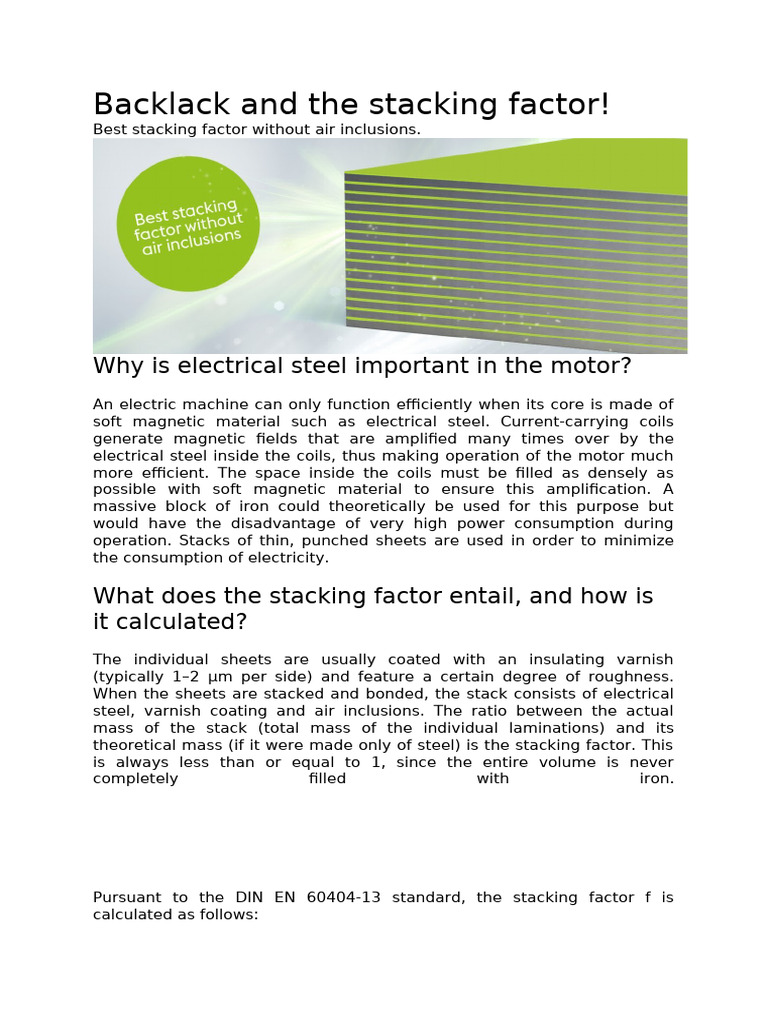 Backlack and The Stacking Factor | PDF | Inductor | Lamination