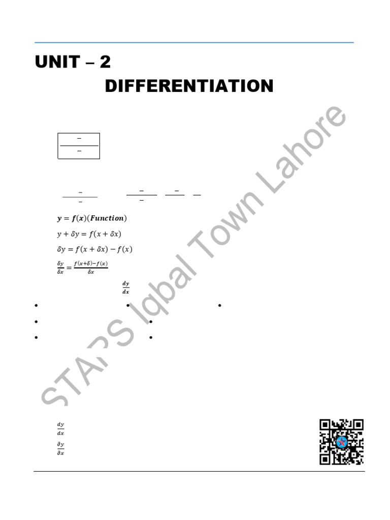 Differentiation and Derivatives Guide | PDF | Derivative | Functions ...