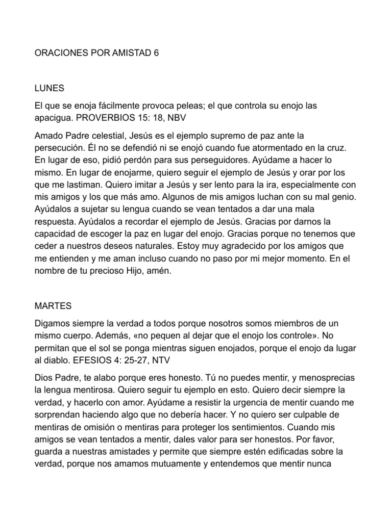 Semana 19 Oraciones Por Amistad 6 | PDF | Amor | Ira