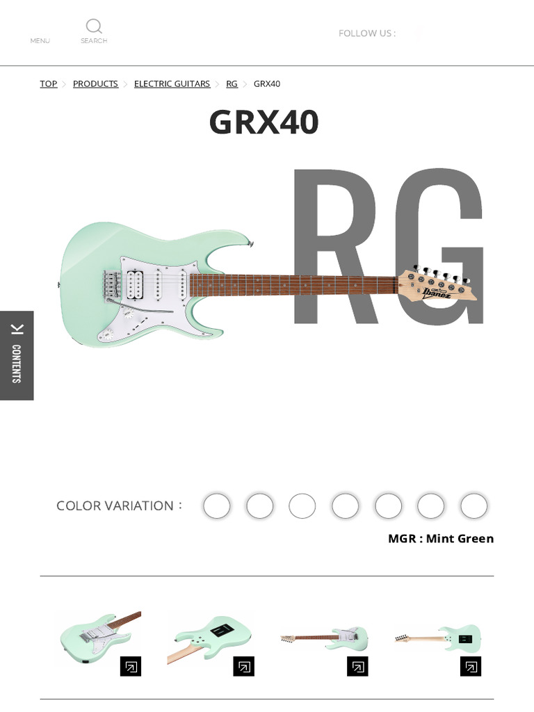 GRX40 - RG - ELECTRIC GUITARS - PRODUCTS - Ibanez Guitars | PDF ...