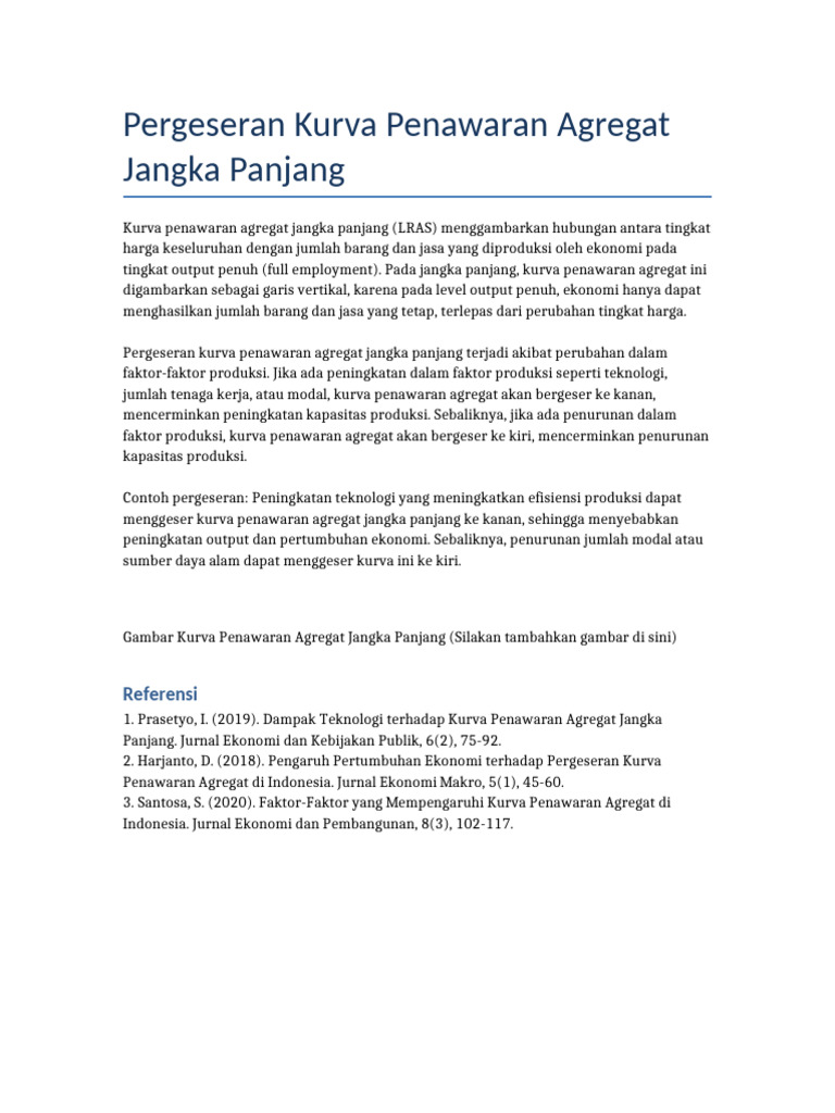 Pergeseran Kurva Penawaran Agregat Jangka Panjang Indonesia | PDF