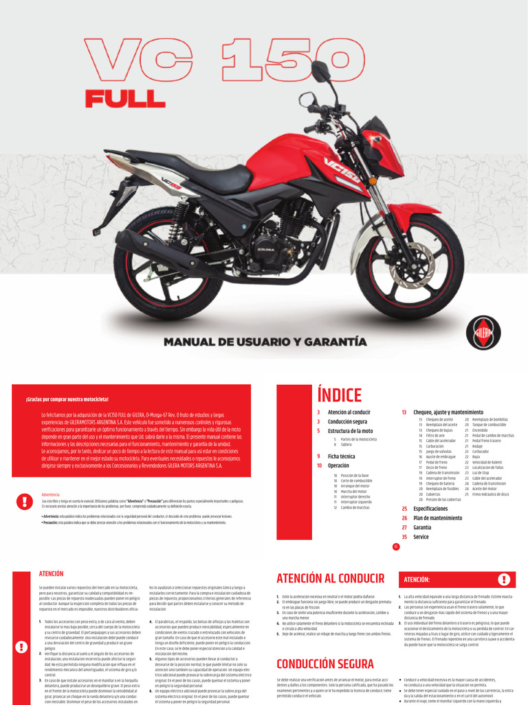 VC 150 Full Ficha Tecnica | PDF | Motocicleta | Embrague