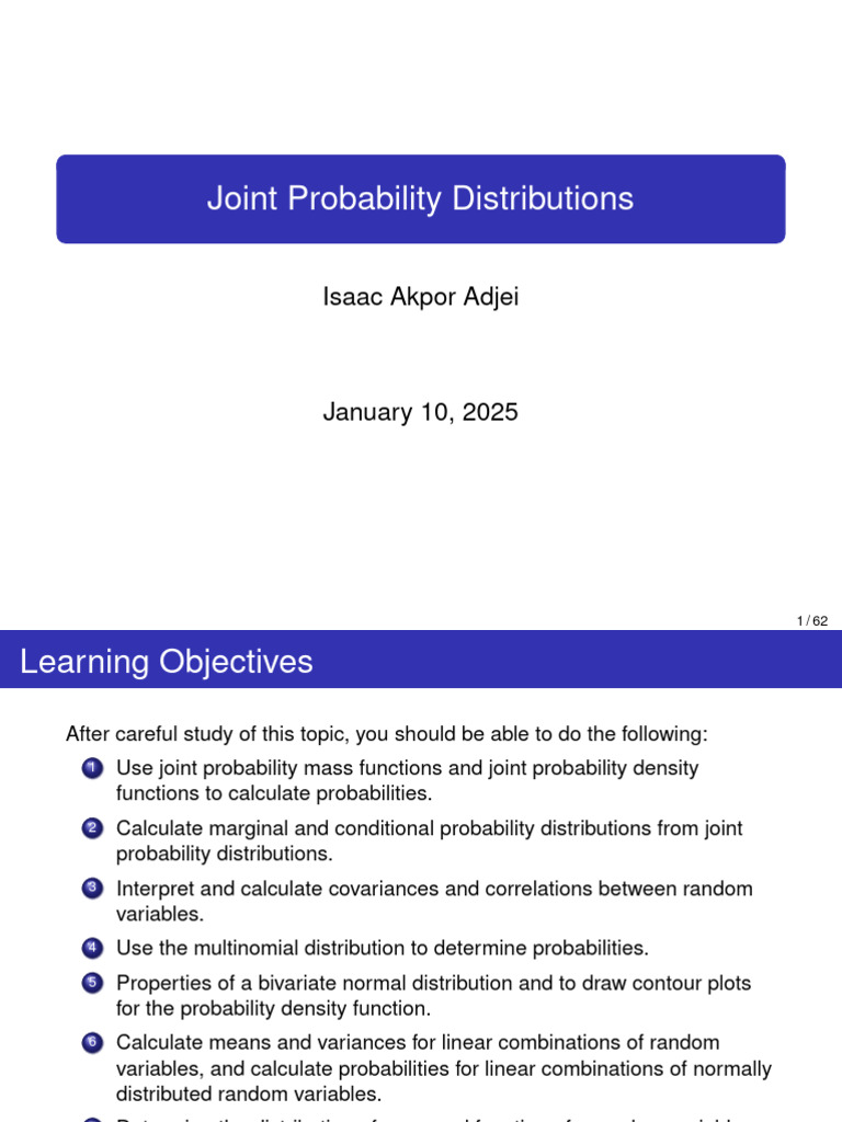 4. Joint Probability Distributions | PDF | Probability Distribution ...