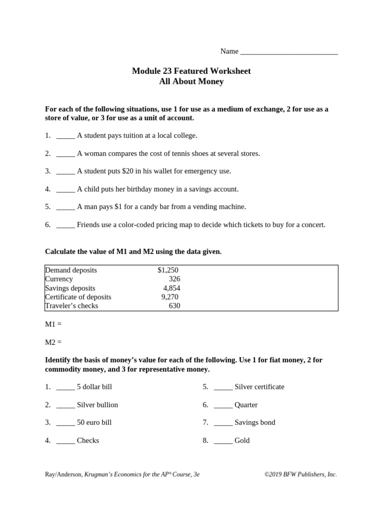 Mod 23 Featured Worksheet | PDF