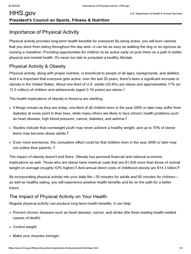 Benefits of Physical Activity for Health | PDF | Obesity | Preventive ...