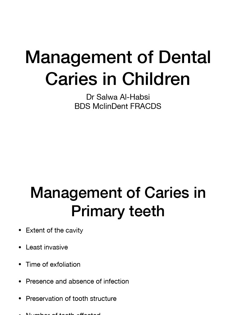 Managing Dental Caries in Children | PDF | Human Tooth | Dental Anatomy