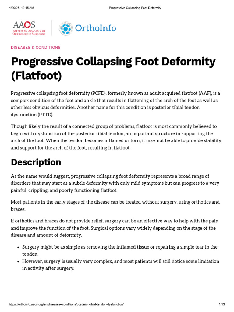 Understanding Progressive Flatfoot Deformity | PDF | Foot | Ankle