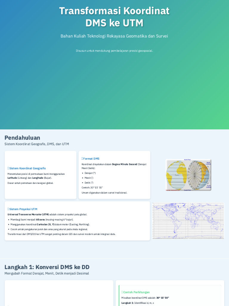 Transformasi DMS ke UTM dalam GIS | PDF