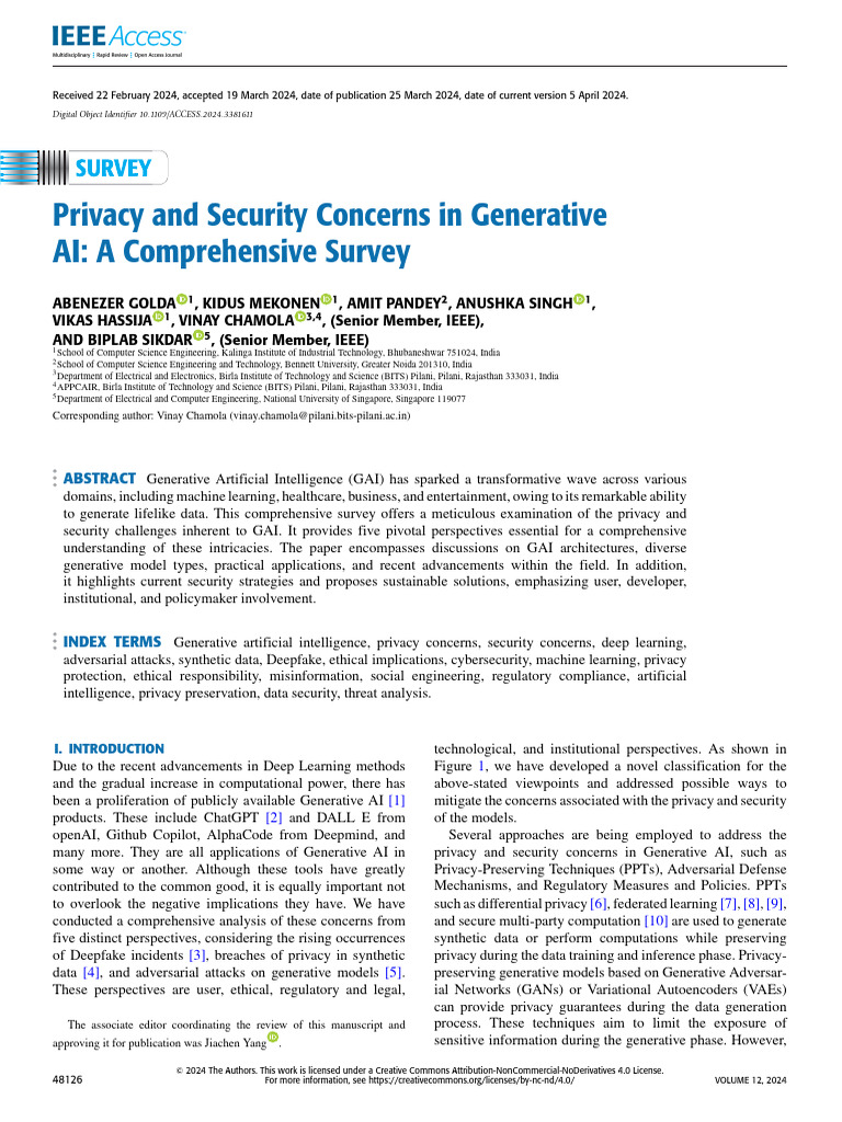 Privacy and Security Concerns in Generative AI A Comprehensive Survey ...