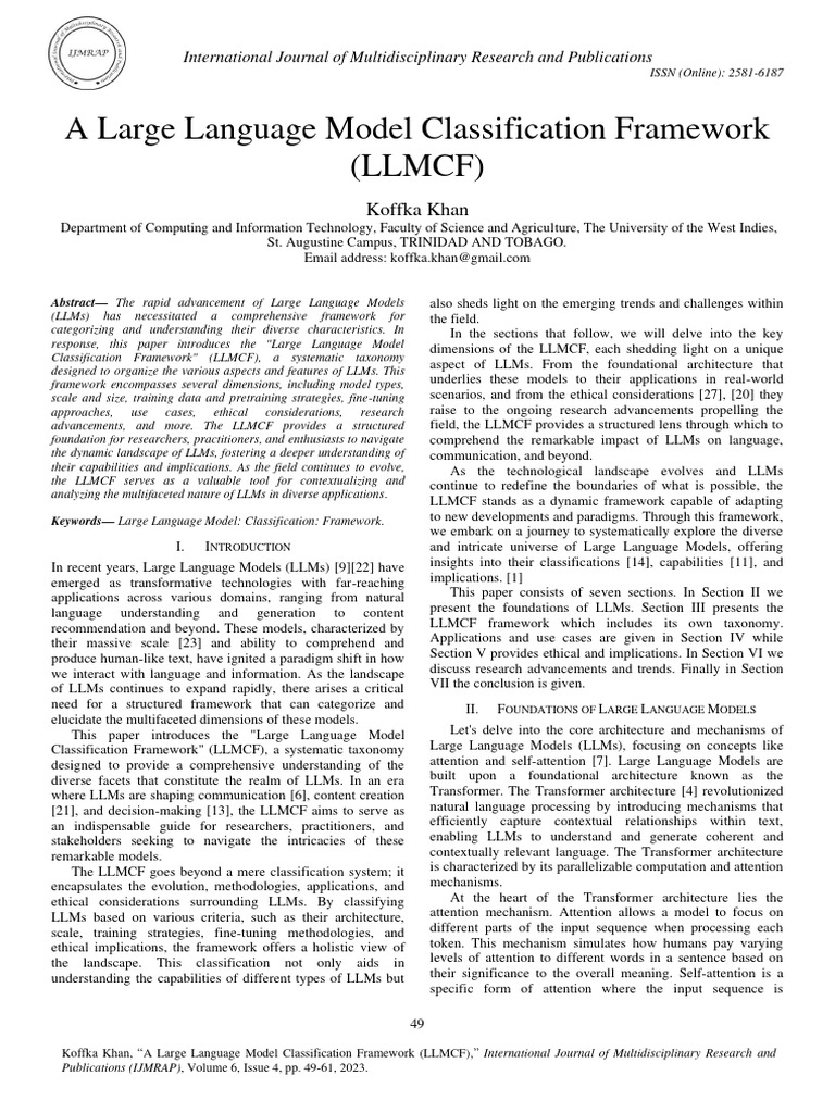 Large Language Model Classification Framework | PDF | Artificial ...