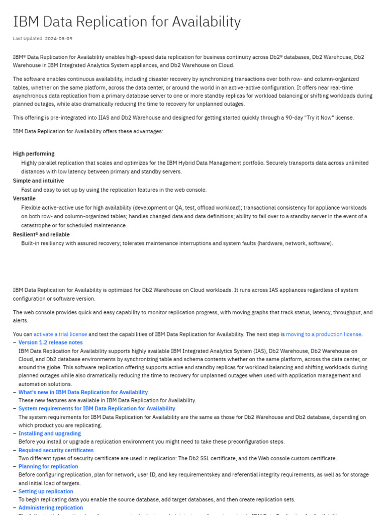 IBM Data Replication for Availability Guide | PDF | Ibm Db2 ...