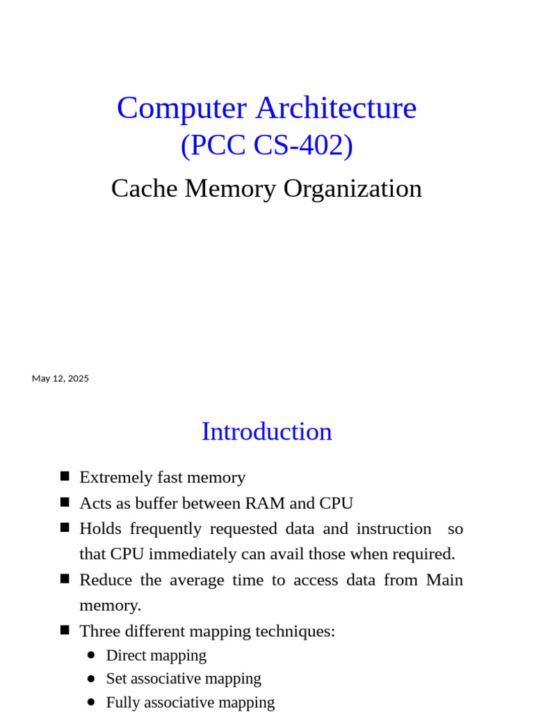 SS Computer Architecture Cache Memory Organization | PDF | Cpu Cache ...