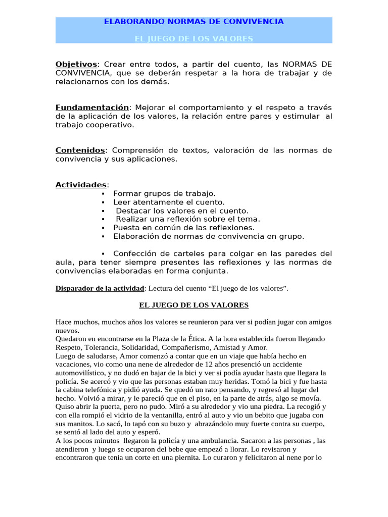 Normas de Convivencia Escolar | PDF