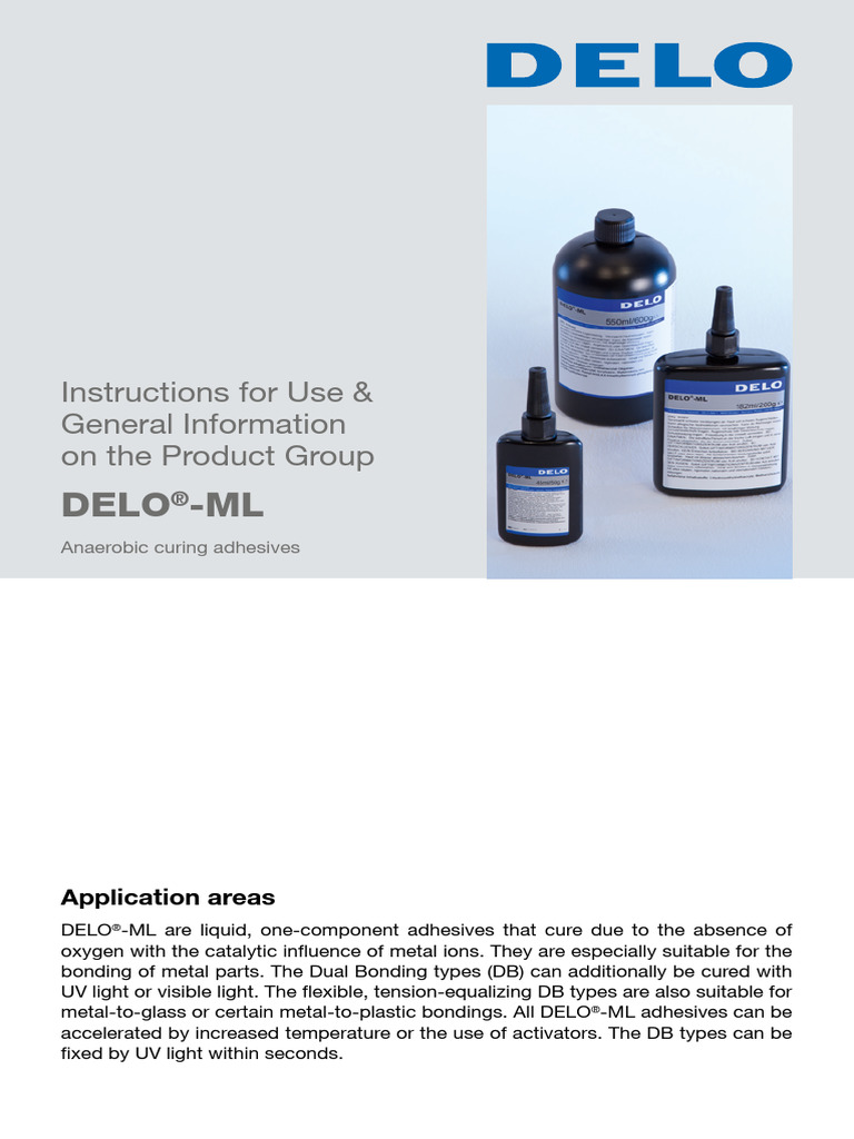 DELO®-ML Adhesives Usage Guide | PDF | Adhesive | Screw