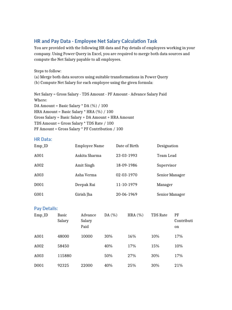 Employee Net Salary Calculation Guide | PDF