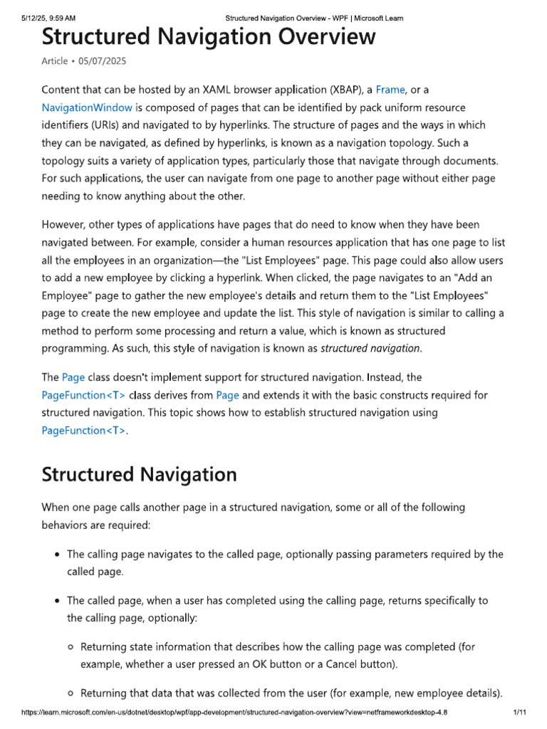 Structured Navigation WPF | PDF