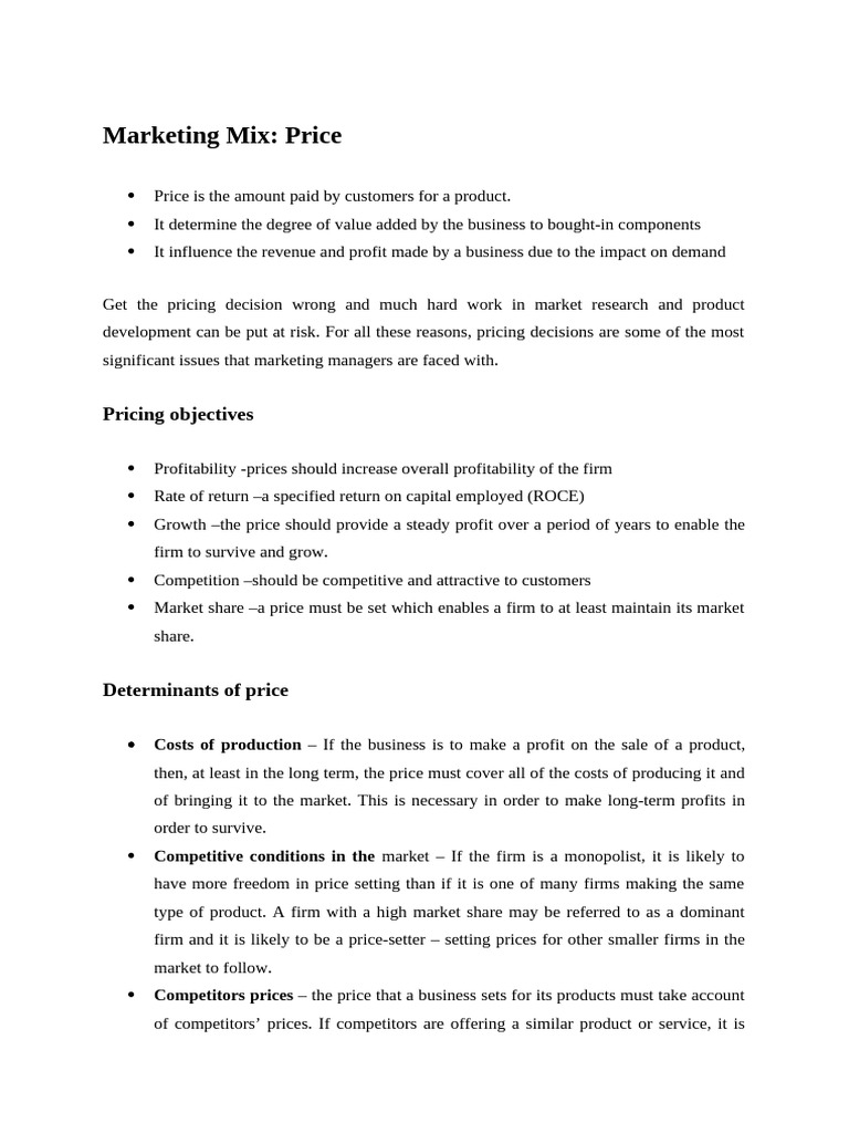 07 Marketing - Price - Student | PDF | Pricing | Profit (Economics)