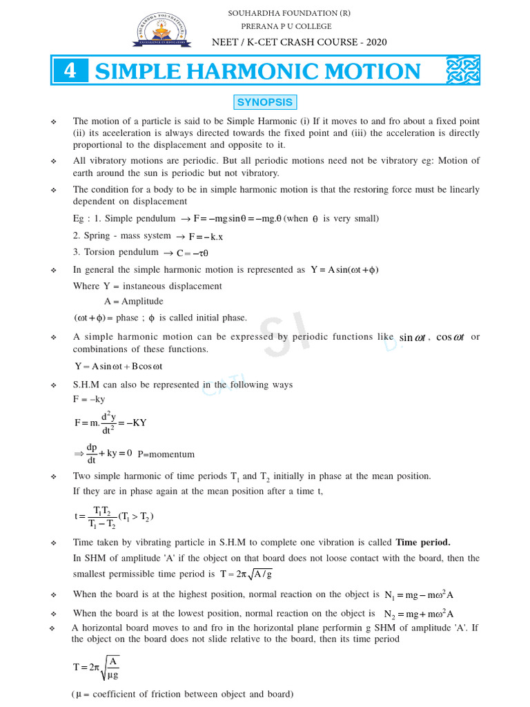 14.OSCILLATIONS (1) | PDF | Oscillation | Pendulum