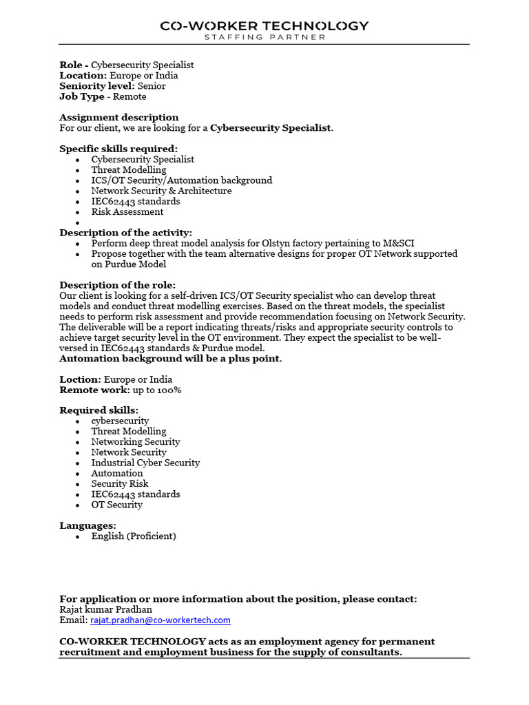 Cybersecurity Specialist Role in OT Security | PDF | Computer Security ...