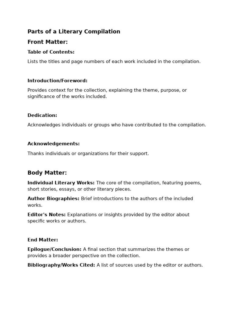 Literary Compilation Overview | PDF