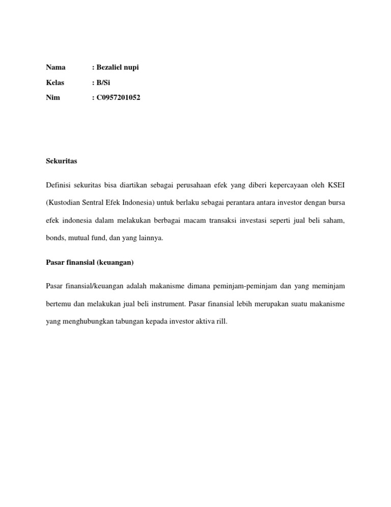 Definisi Sekuritas