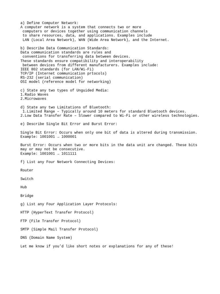 A) Define Computer Network | PDF