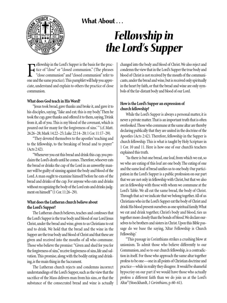 Understanding Close Communion | PDF | Eucharist | Lutheranism