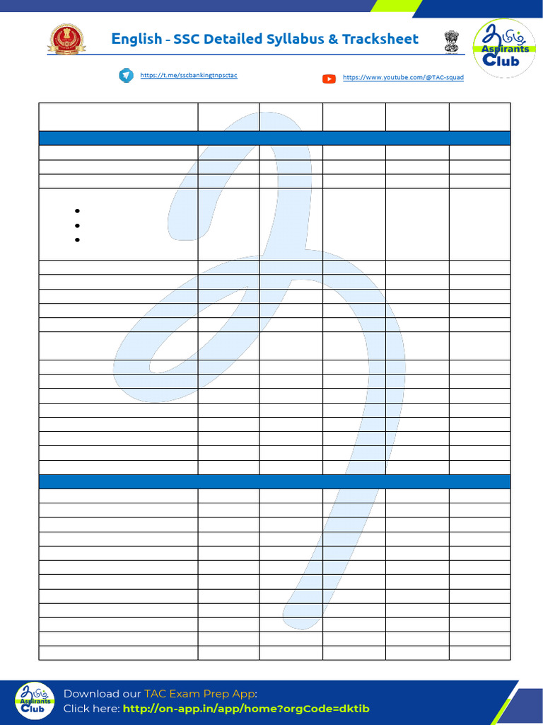 English - Syllabus & TrackSheet | PDF
