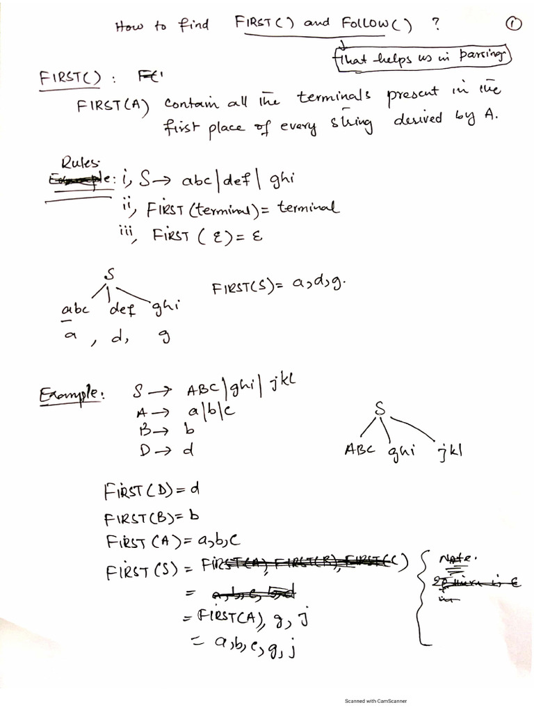 First and Follow in CC | PDF