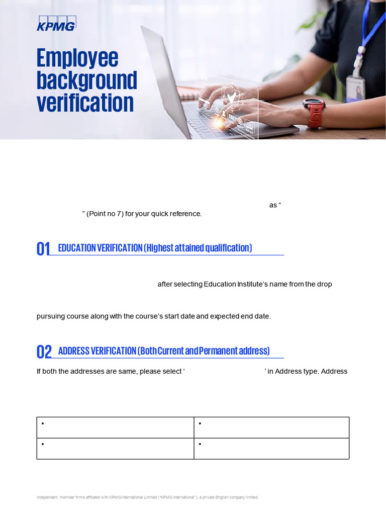KPMG Background Verification Instructions | PDF | Identity Document