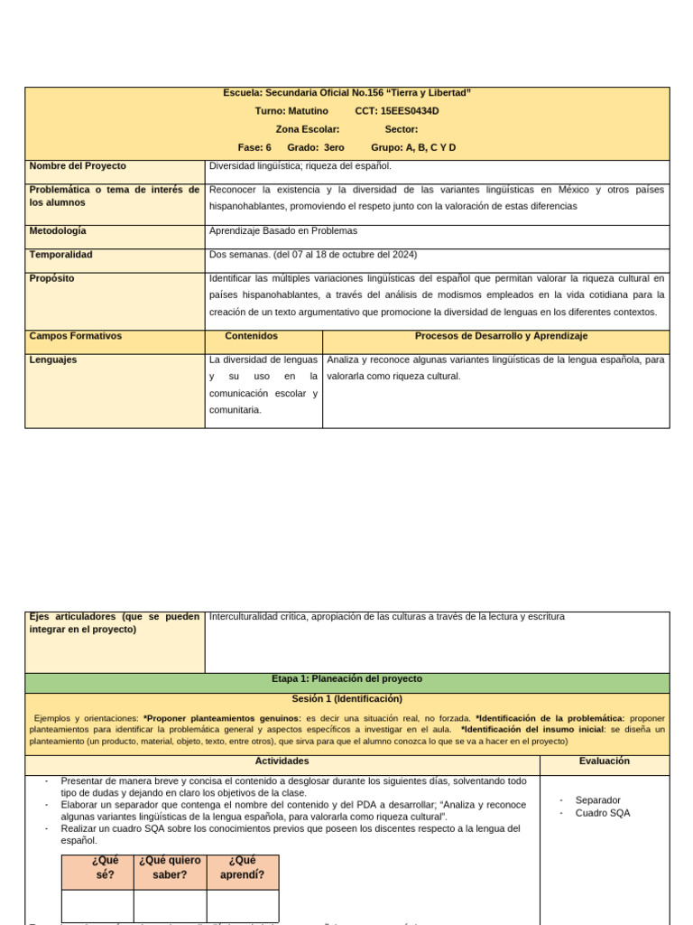 Formato 2 Planeacion Proyectos Comunitarios ABP | PDF | Ensayos ...