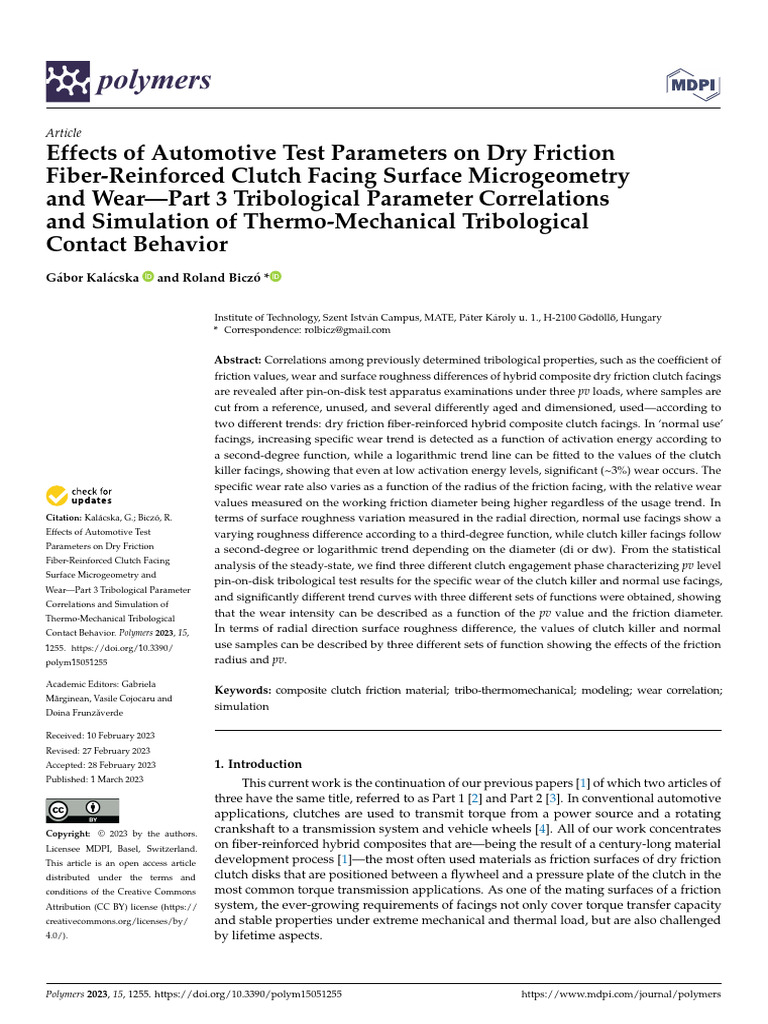 Effects of Automotive Test Parameters On Dry Friction prt.3 | PDF ...