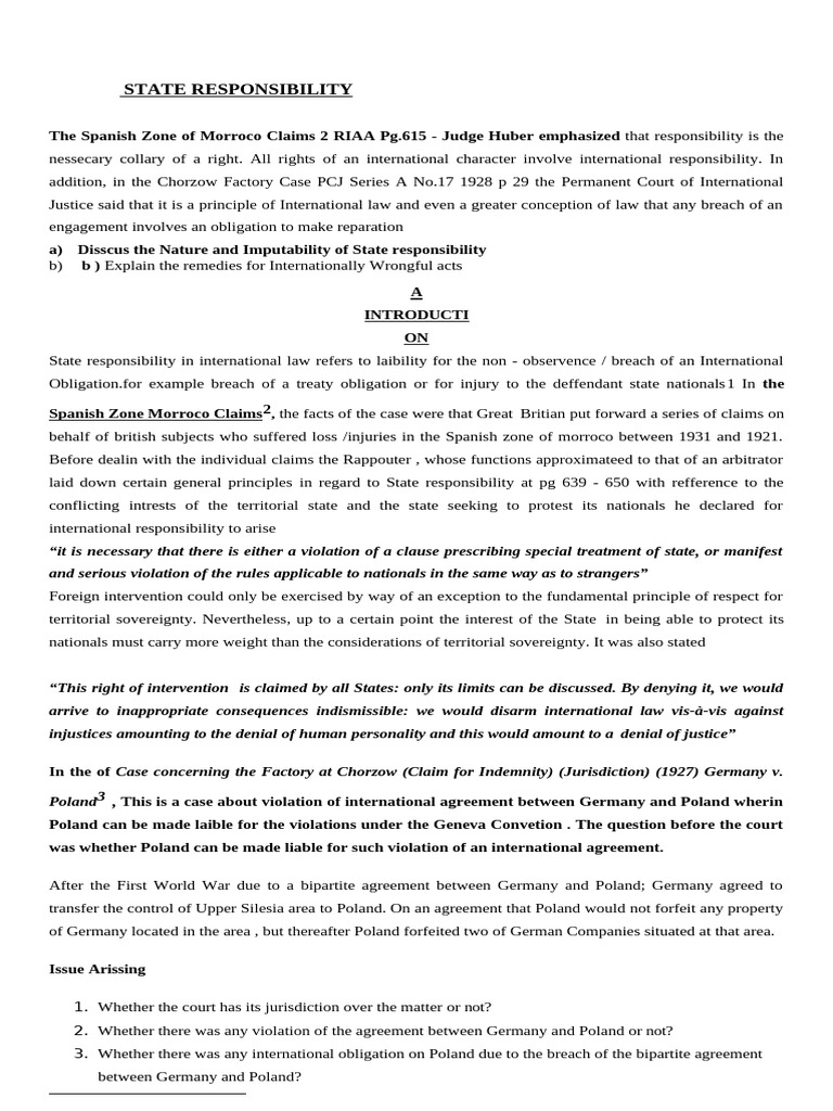 State Responsibility in International Law | PDF | Damages ...