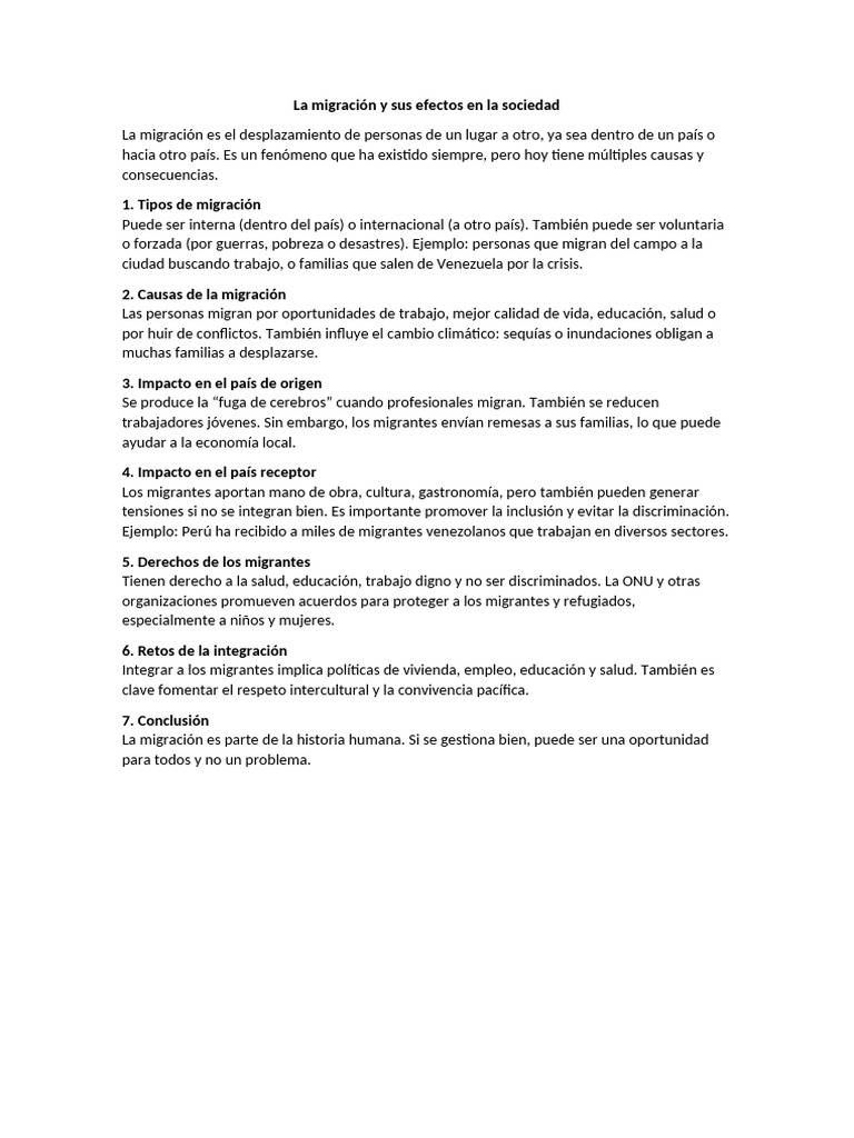 Impacto de la migración en la sociedad | PDF