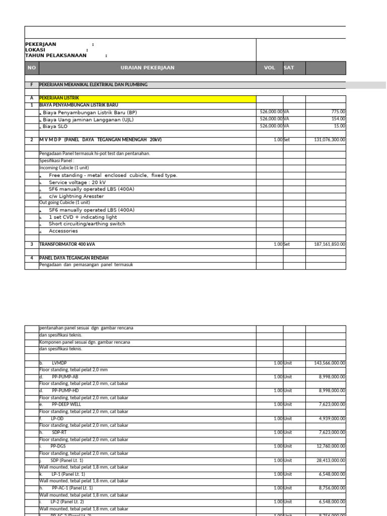 Rincian Biaya Pekerjaan Listrik dan CCTV | PDF