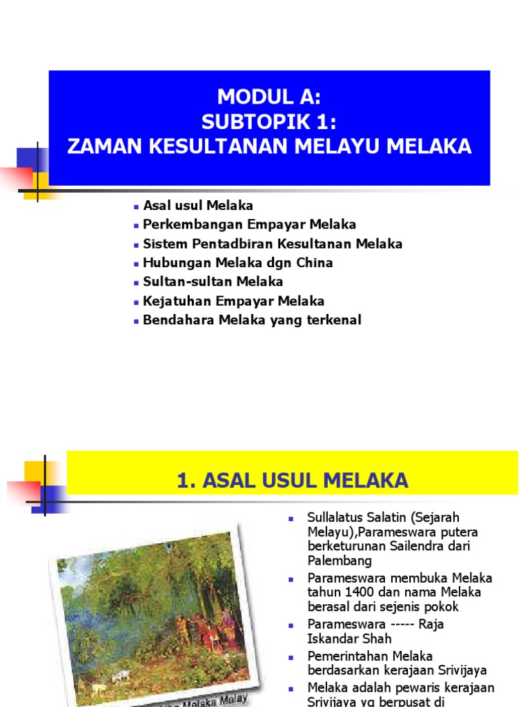 Modul A Kerajaan Awal Kesultanan Melayu Melaka 110110 102857 Pdf