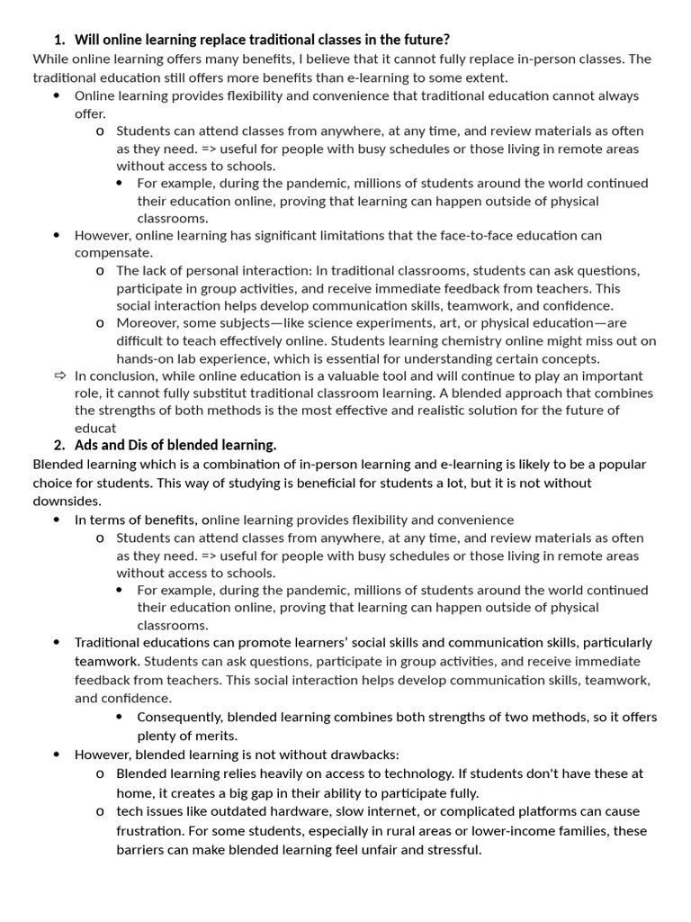 Will Online Learning Replace Traditional Classes in The Future | PDF ...