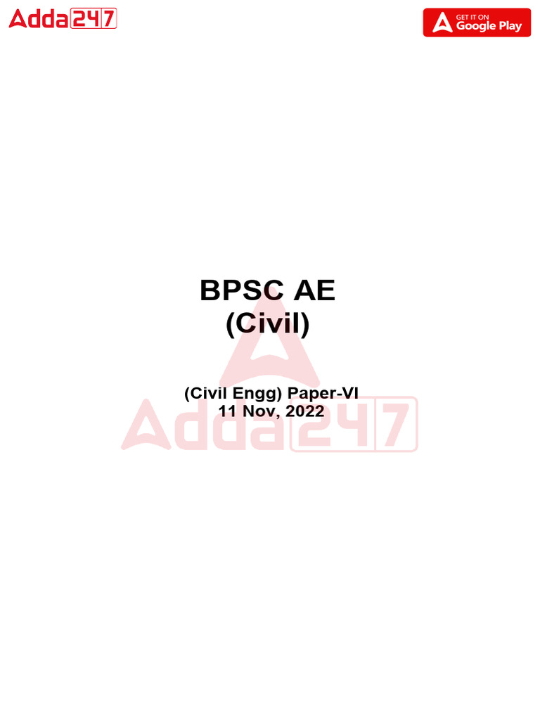 BPSC AE Civil Engineering Official Paper VI Held On - 11 Nov 2022 2 ...