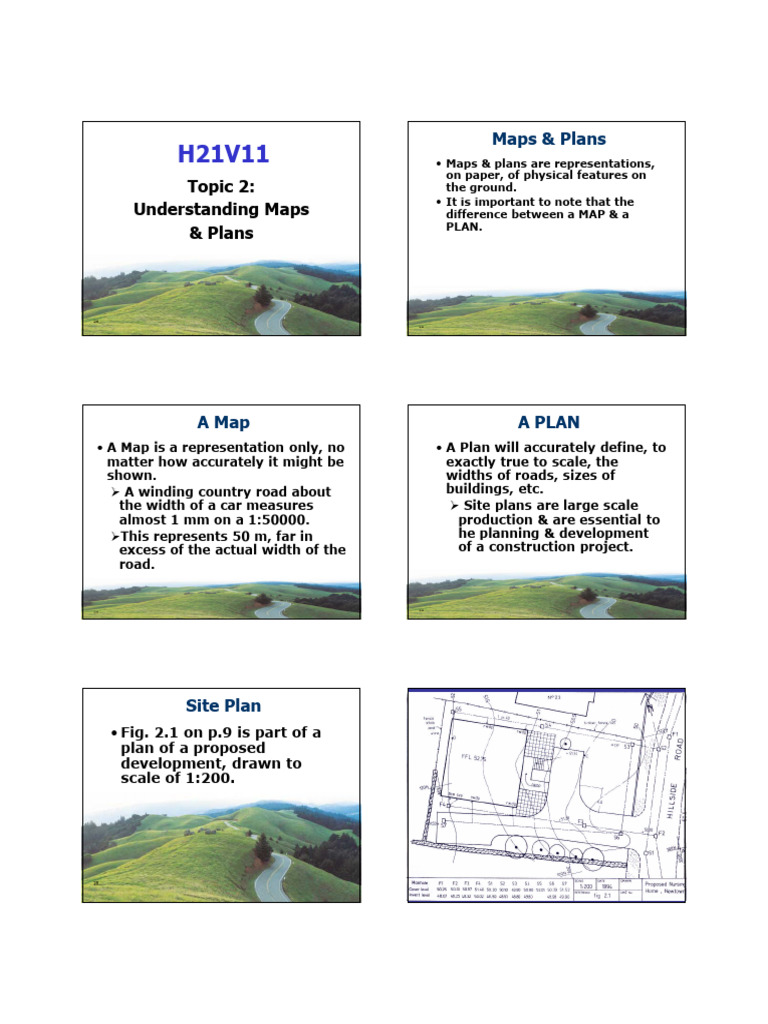 Difference Between Maps and Plans | PDF | Map | Contour Line