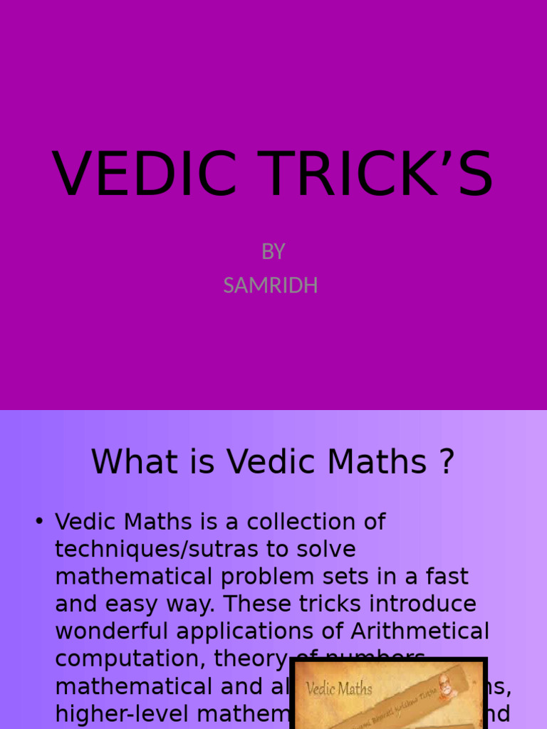Vedic Maths Tricks for Fast Calculations | PDF | Mathematics