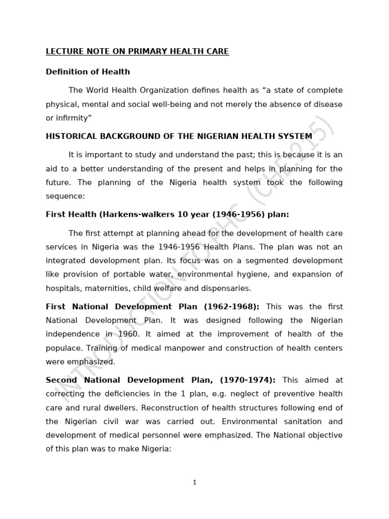 History of Primary Health Care in Nigeria | PDF | Health Care | Witchcraft