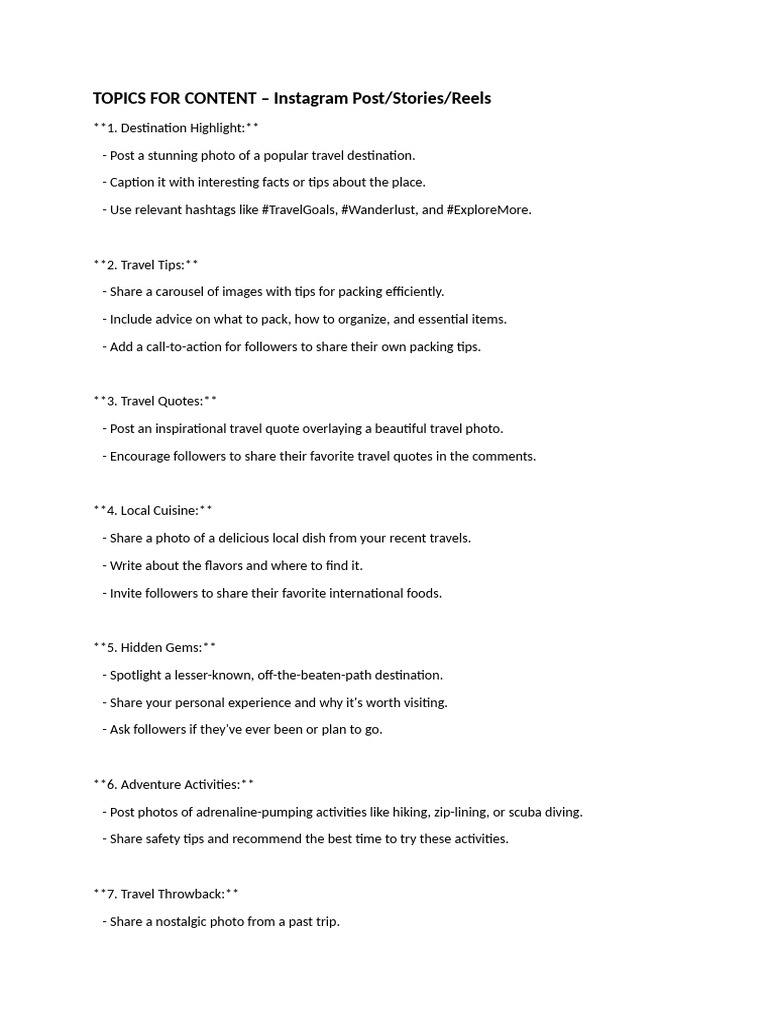Topics For Content and Info | PDF | Baggage | Clothing