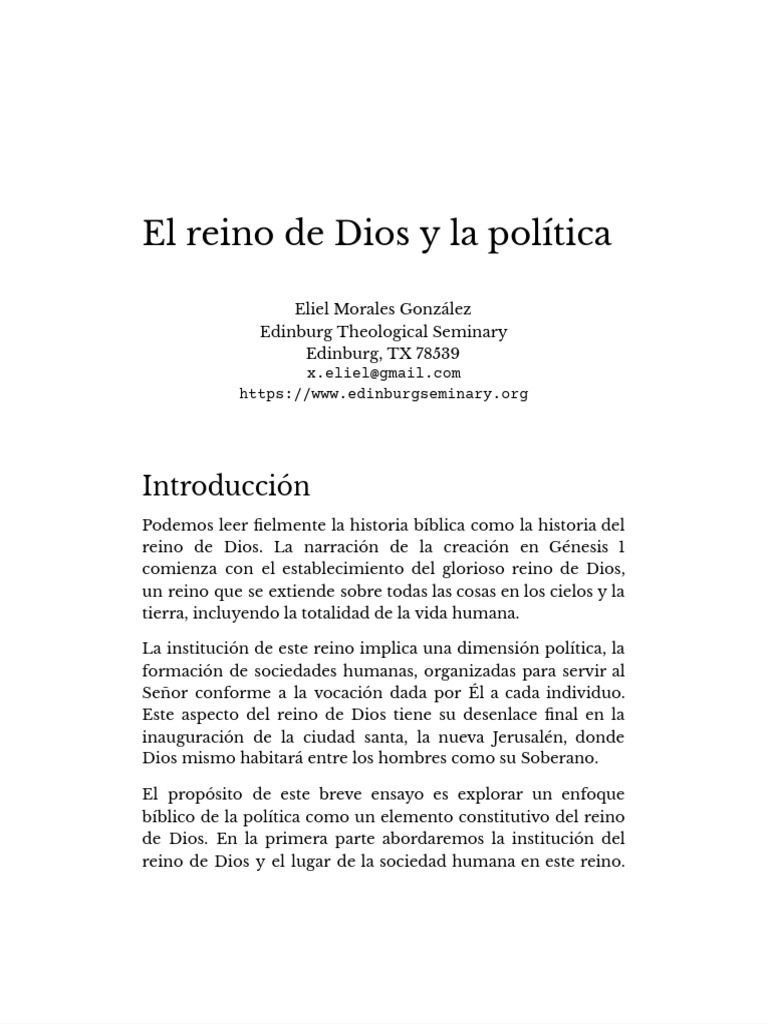 El Reino de Dios y La Politica | PDF | Cristo (título) | Dios
